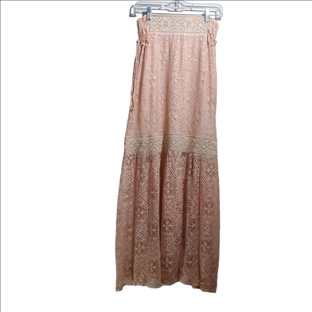 ANTHROPOLOGIE by Queen & Palm Maxima Lace Skirt Embroider Waist, Side Tassles XS - Picture 6 of 15